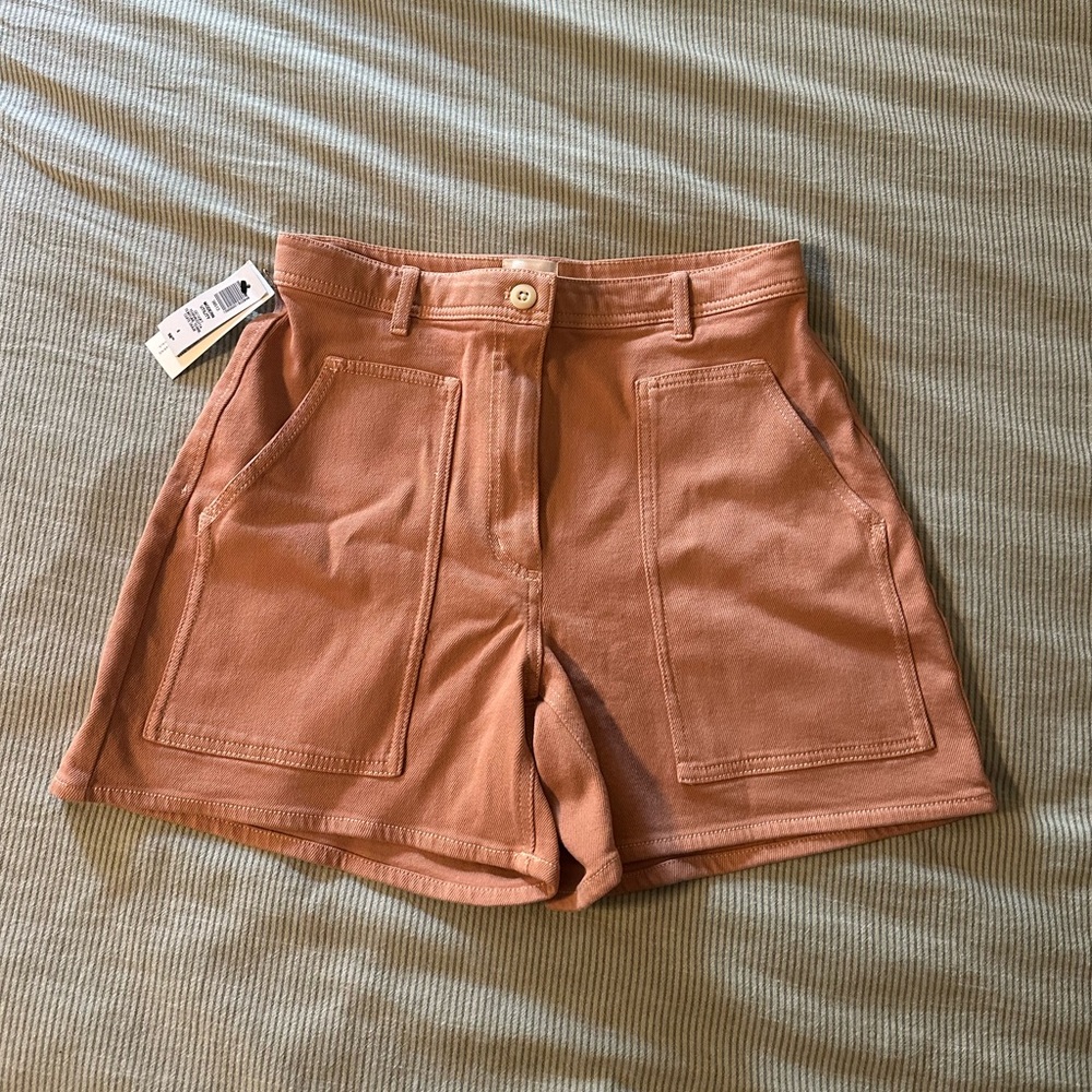 NWT Wilfred High Waist Cargo Pocket Shorts in Soft Terracotta